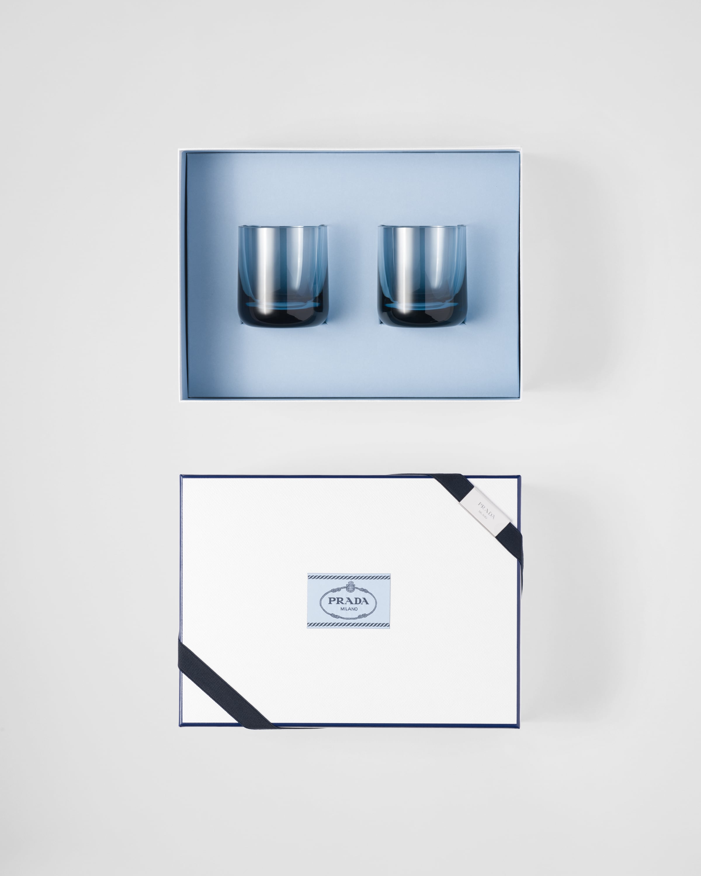 Sea Blue Set of two crystal tumbler glasses - Plinth | PRADA