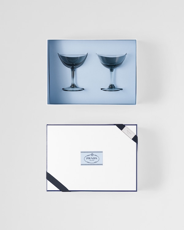 Set de dos copas de champán Pompadour de cristal - New York - Azul Mar Set de dos copas de champán Pompadour de cristal - New York - Azul Mar