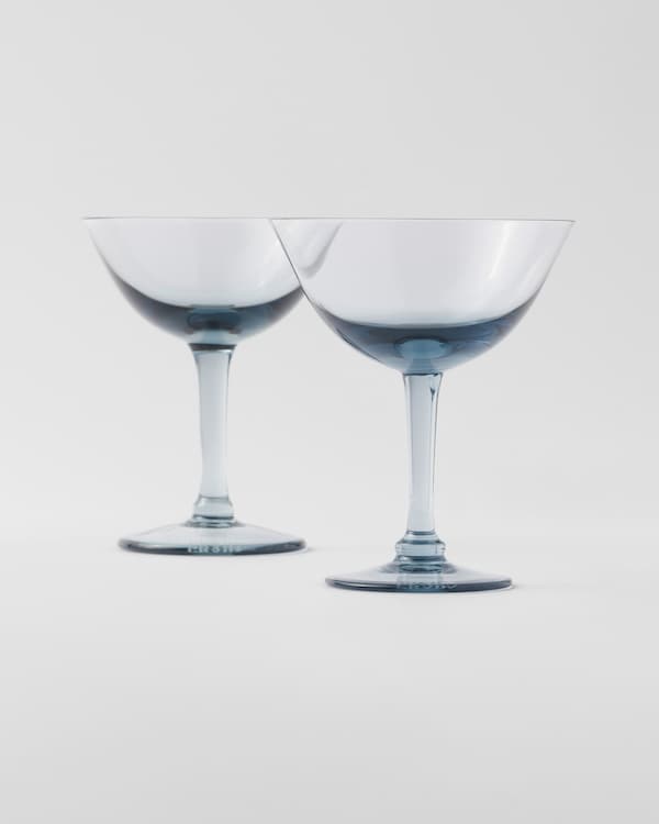 Set de dos copas de champán Pompadour de cristal - New York - Azul Mar Set de dos copas de champán Pompadour de cristal - New York - Azul Mar