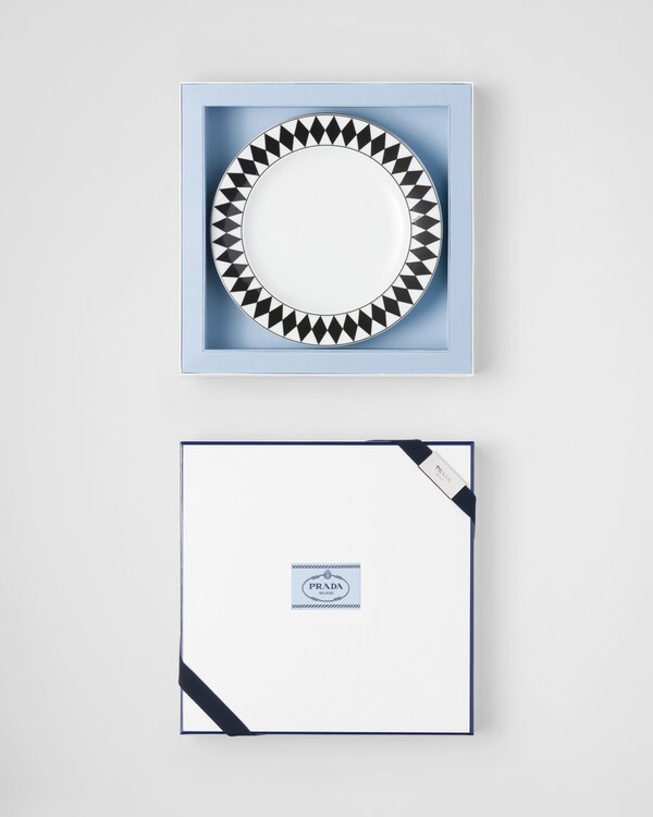 Set mit zwei Esstellern aus Porzellan – Checkerboard Set mit zwei Esstellern aus Porzellan – Checkerboard