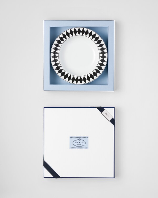 Set of two porcelain soup plates - Checkerboard Set of two porcelain soup plates - Checkerboard