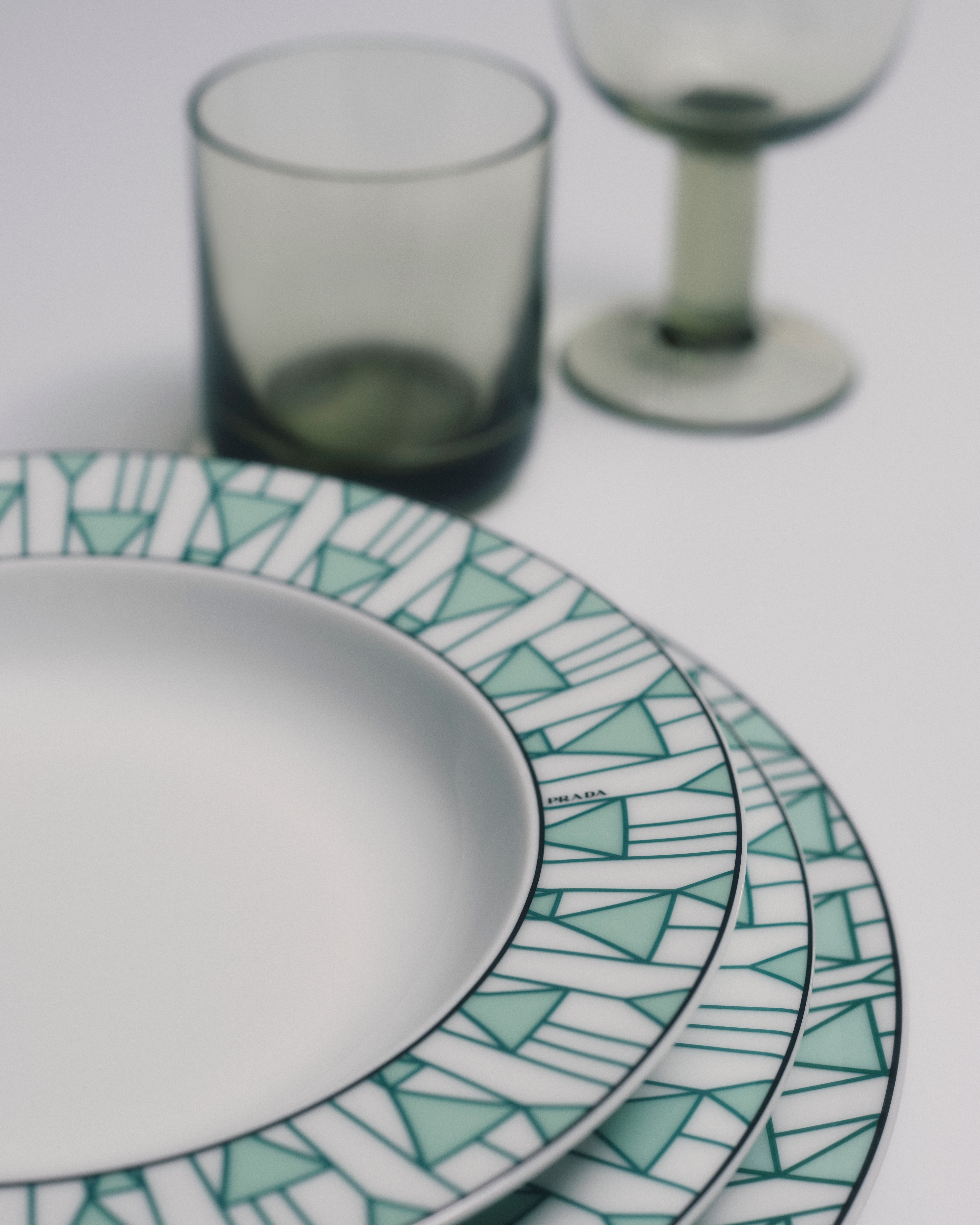 Set of two porcelain soup plates - Vienna Green
