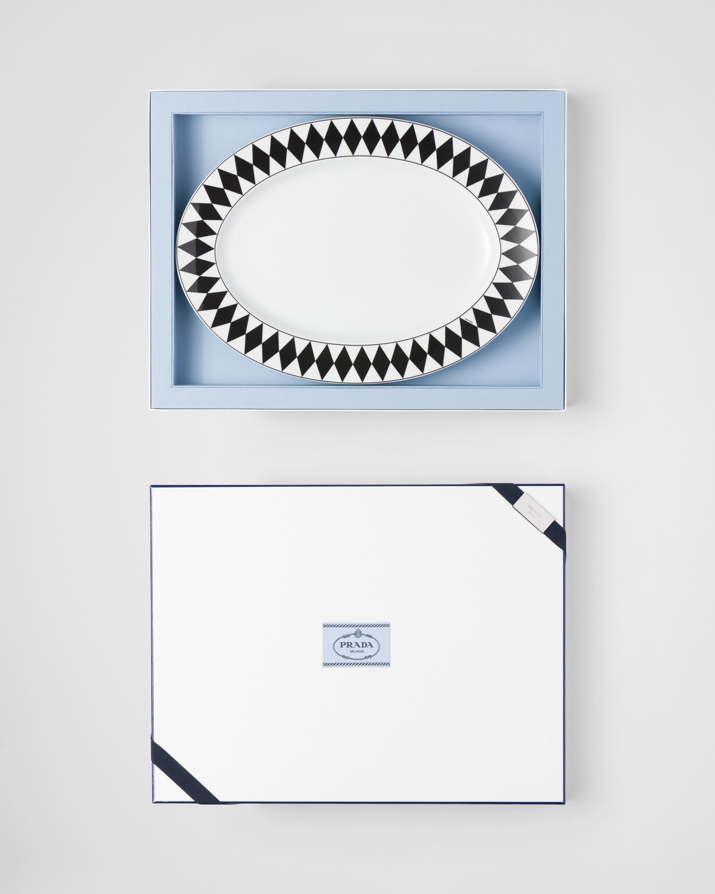 ホワイト/ブラック ラージ ポーセリン サービングプレート