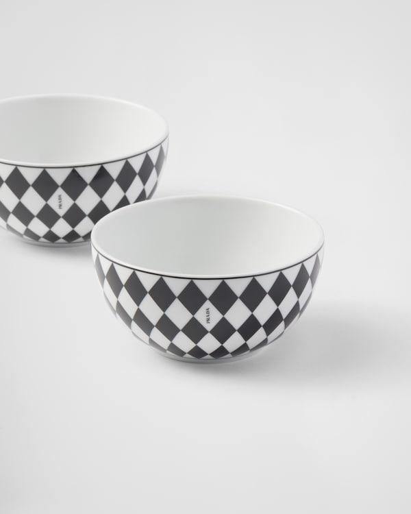 Lot de deux bols à riz ou céréales en porcelaine – Checkerboard Lot de deux bols à riz ou céréales en porcelaine – Checkerboard