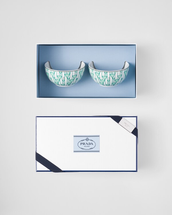 Set of two porcelain rice or cereal bowls - Vienna Green Set of two porcelain rice or cereal bowls - Vienna Green