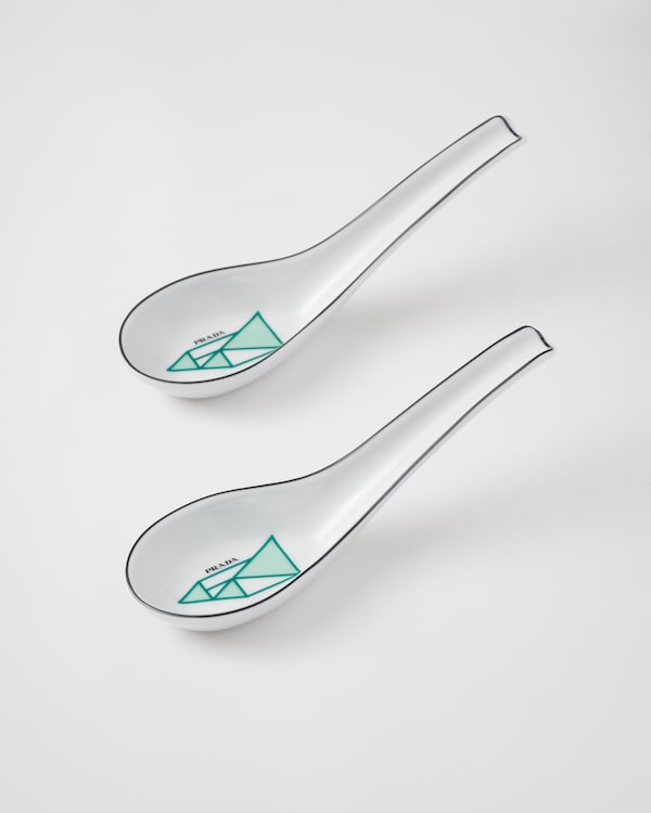 Set di due cucchiai in porcellana - Vienna Green Set di due cucchiai in porcellana - Vienna Green