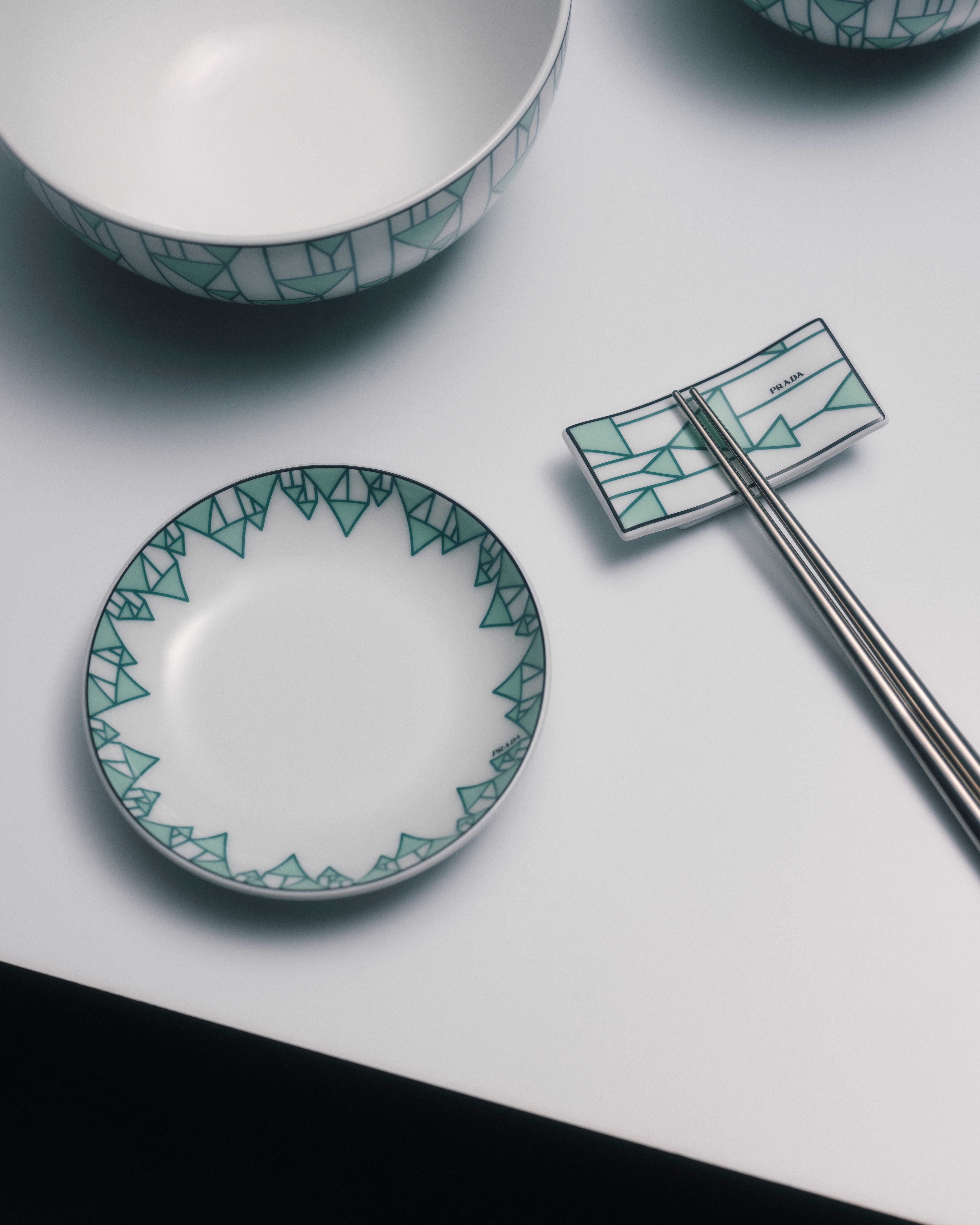 Green Set of two porcelain chopstick rests - Vienna Green | PRADA