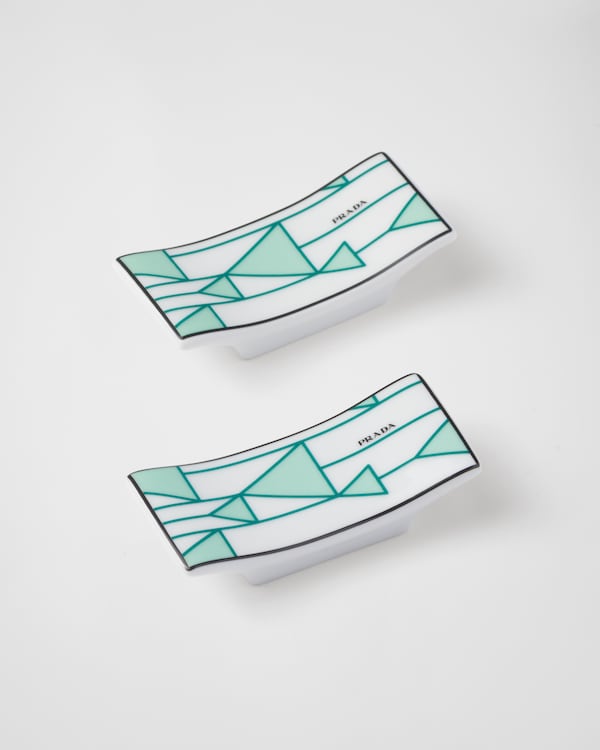 Set of two porcelain chopstick rests - Vienna Green Set of two porcelain chopstick rests - Vienna Green