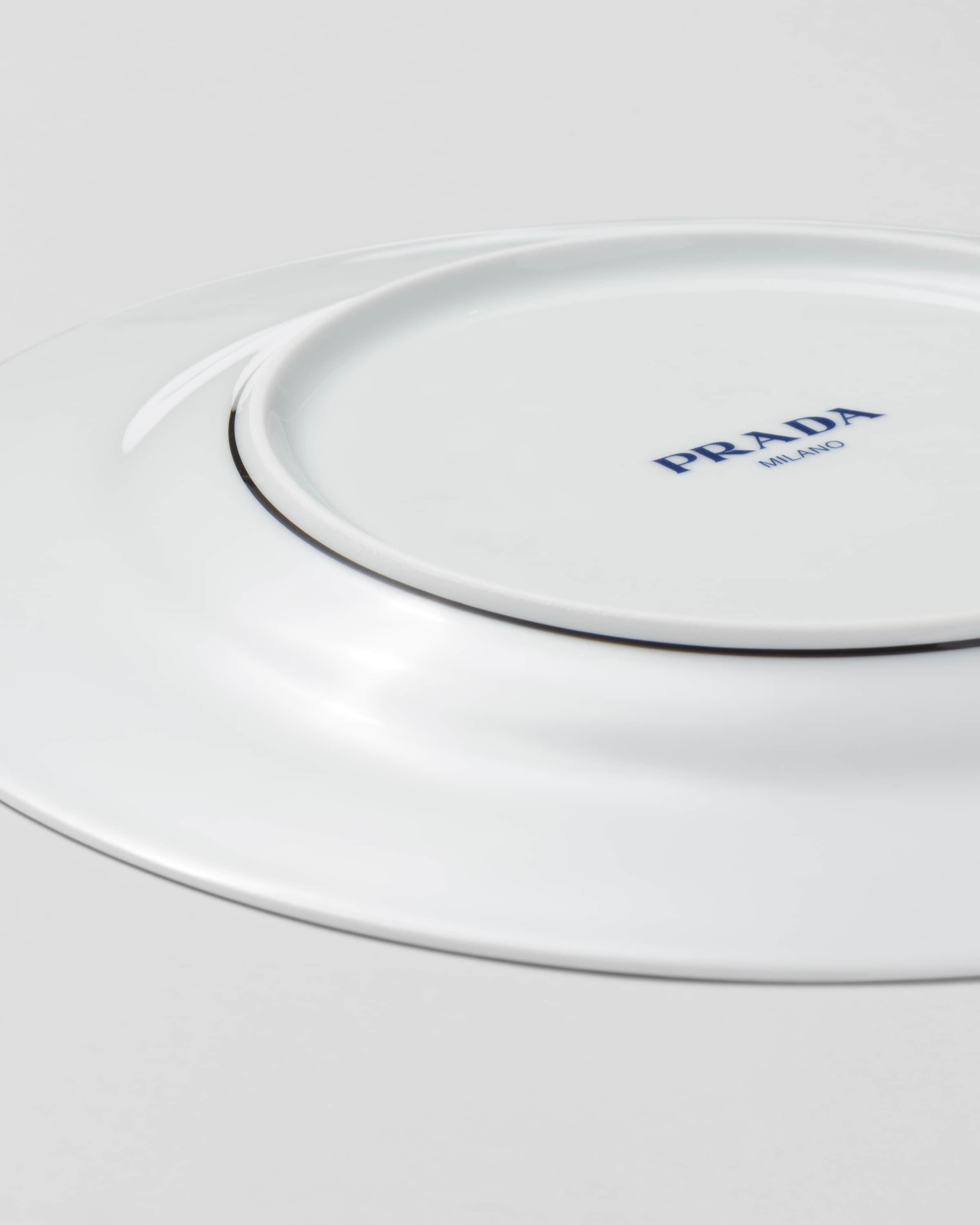 PRADA プラダ ホームコレクション ポーセリン プレート 2枚 White/black Set of two porcelain dessert plates - Stripes | PRADA