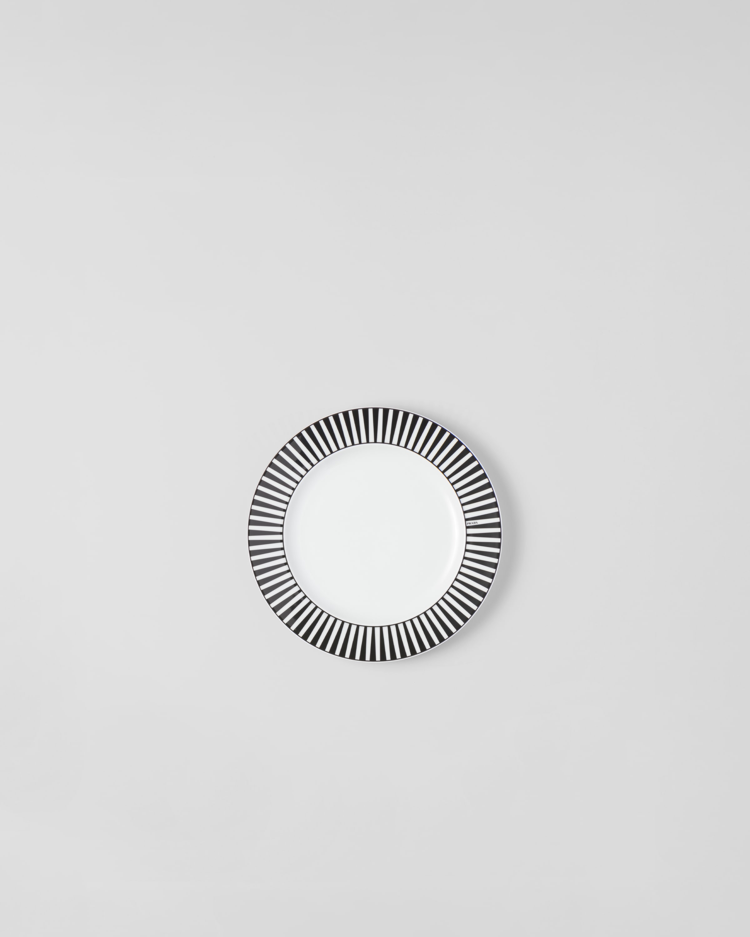 Prada Set Of Two Porcelain Dessert Plates - Stripes In White/black