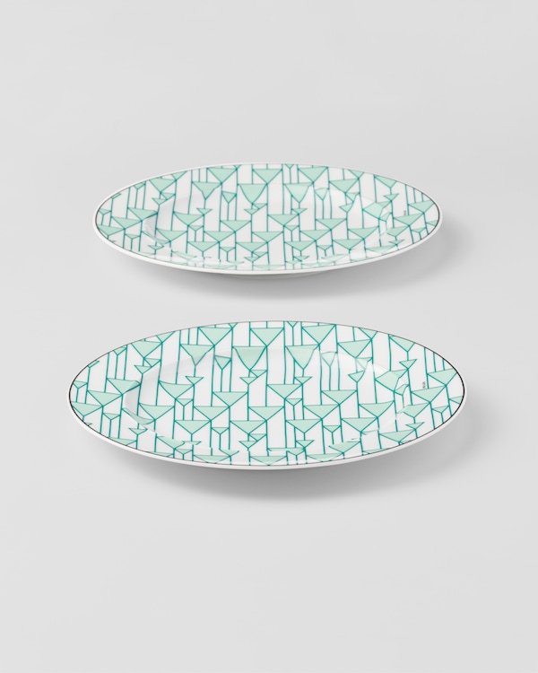 Set of two porcelain dessert plates - Vienna Green Set of two porcelain dessert plates - Vienna Green