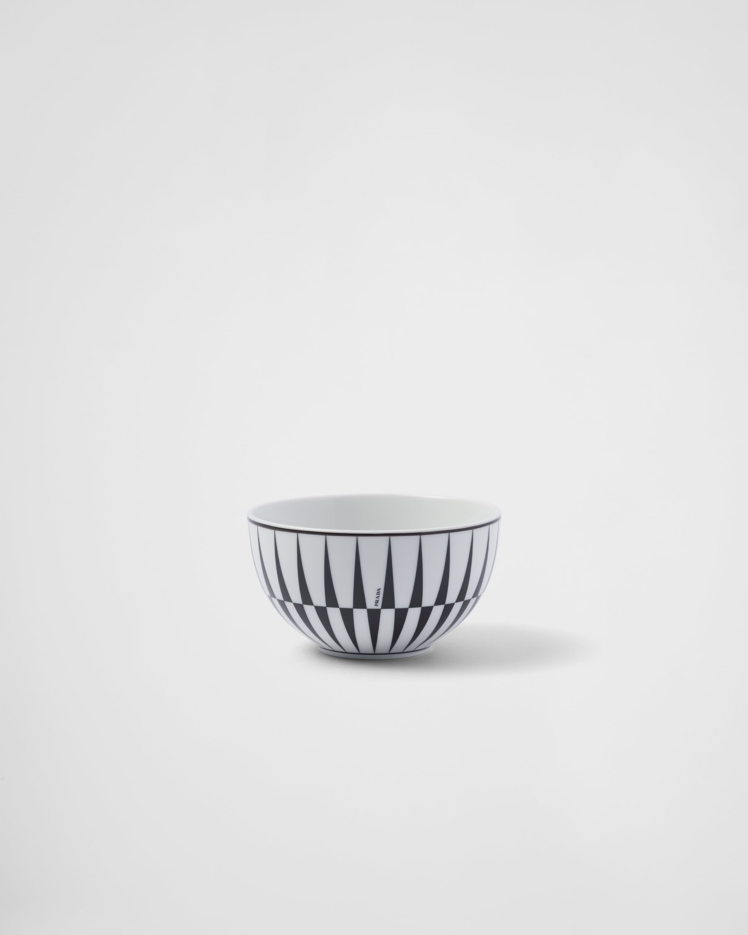 White/black Set of two porcelain rice or cereal bowls - Stripes