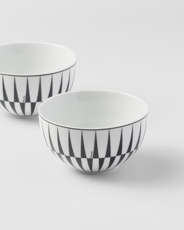 Set of two porcelain rice or cereal bowls - Stripes Set of two porcelain rice or cereal bowls - Stripes