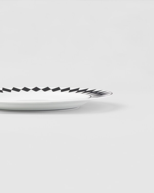 Set of two porcelain dessert plates - Checkerboard - White/Black Set of two porcelain dessert plates - Checkerboard - White/Black