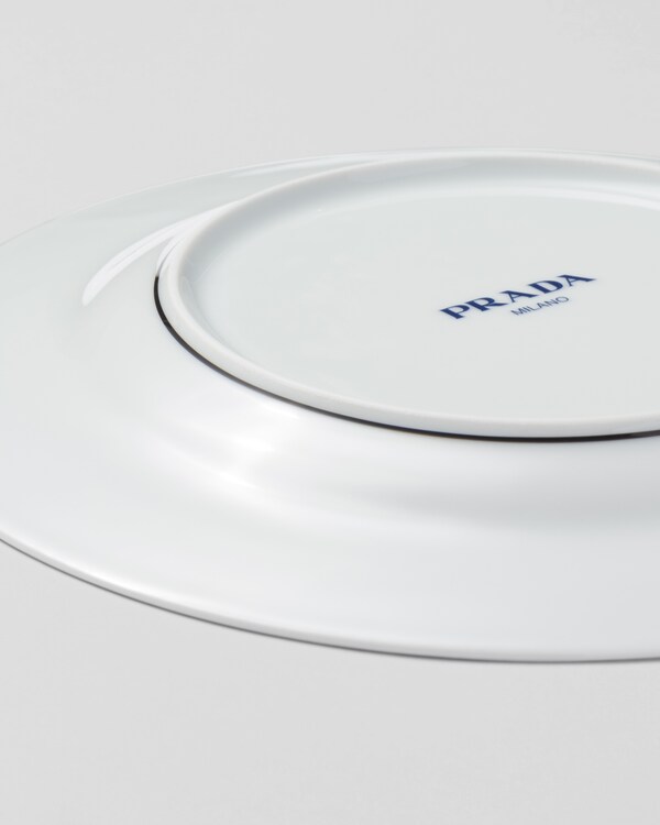 ポーセリン デザートプレート 2点セット - Stripes - ホワイト/ブラック ポーセリン デザートプレート 2点セット - Stripes - ホワイト/ブラック