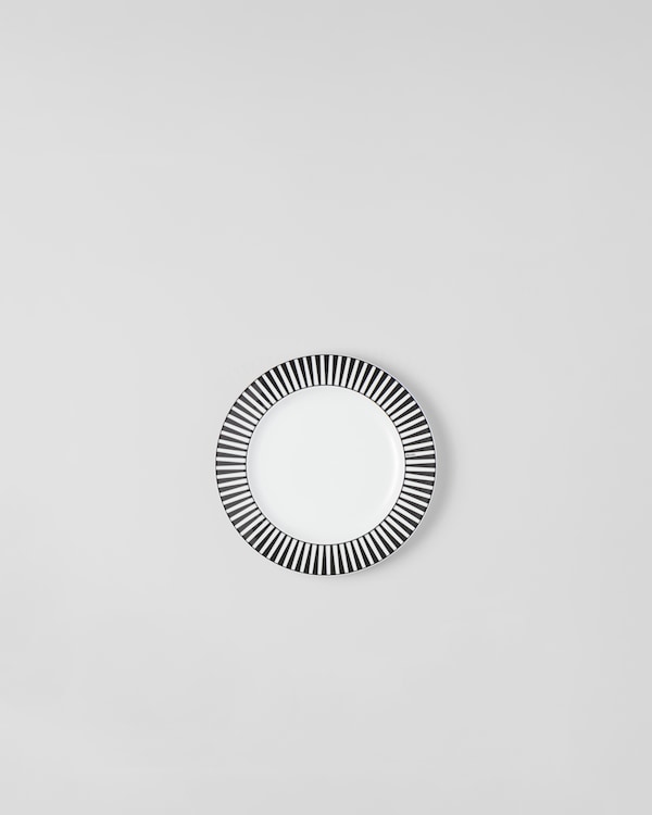 ポーセリン デザートプレート 2点セット - Stripes - ホワイト/ブラック ポーセリン デザートプレート 2点セット - Stripes - ホワイト/ブラック