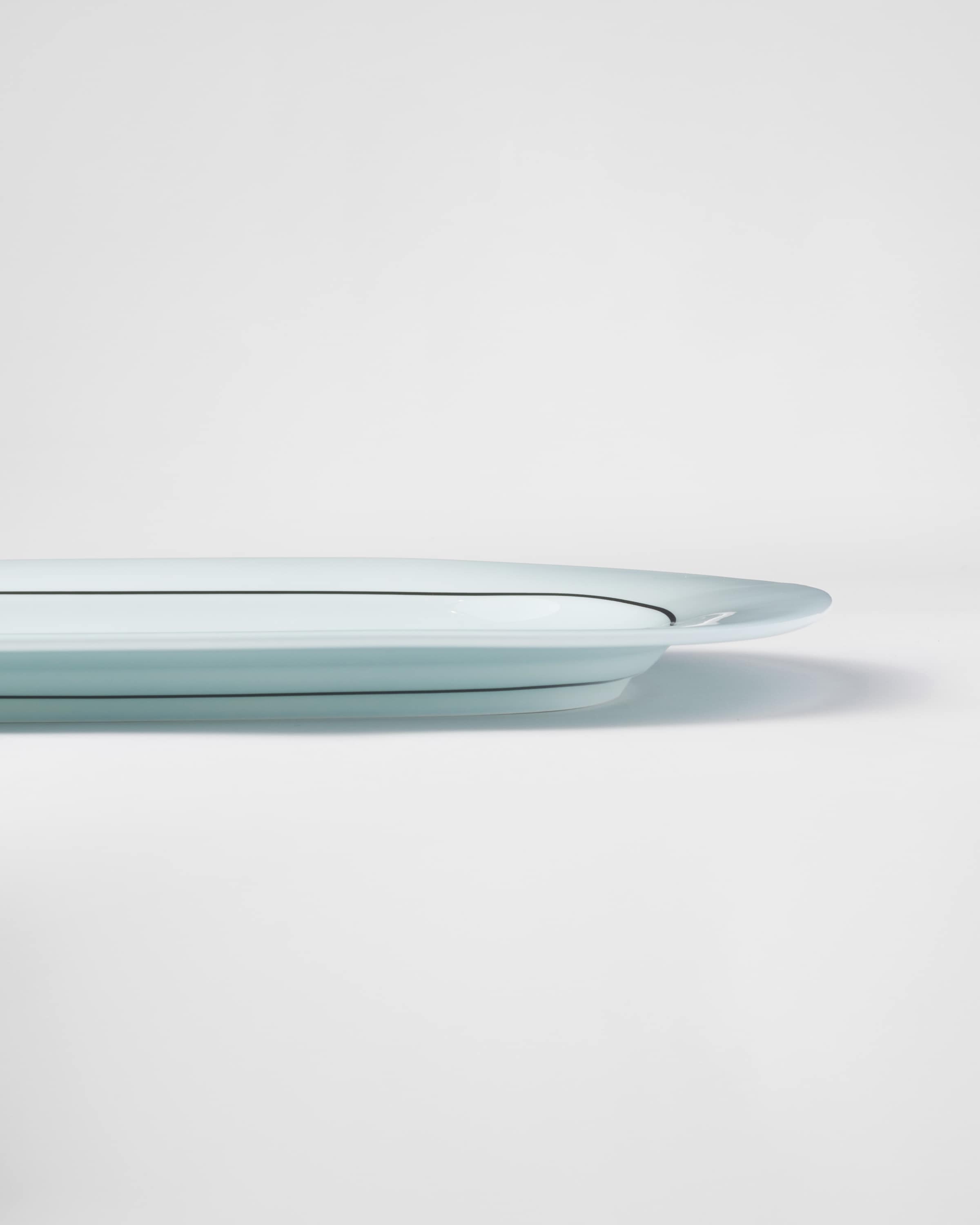 Prada Rectangular Porcelain Tray - Celadon In Celadon Light Blue