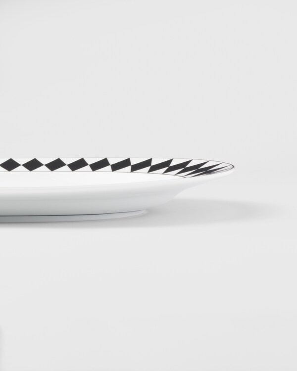 Medium porcelain serving plate - Checkerboard - White/Black Medium porcelain serving plate - Checkerboard - White/Black