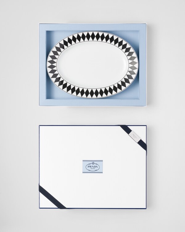 Medium porcelain serving plate - Checkerboard - White/Black Medium porcelain serving plate - Checkerboard - White/Black