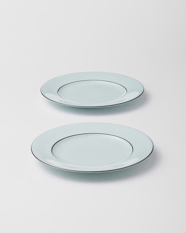 Set of two porcelain bread plates - Celadon Set of two porcelain bread plates - Celadon