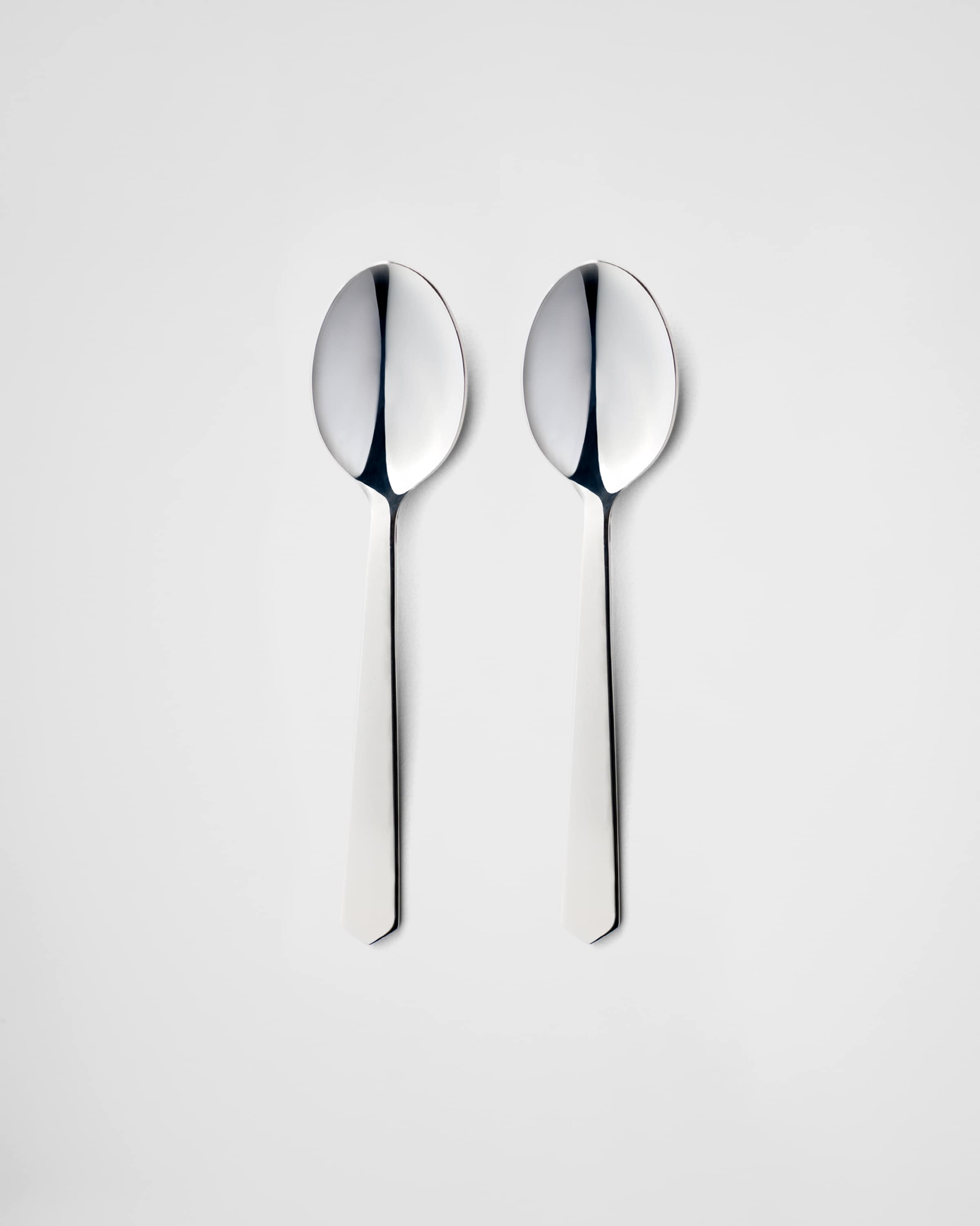 Prada Set Of Two Stainless Steel Teaspoons In Steel Gray