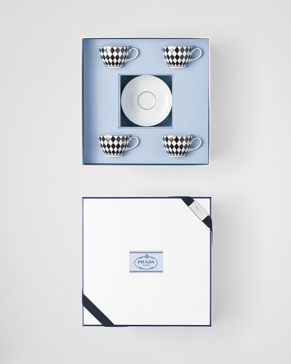 Set of four porcelain espresso cups - Checkerboard Set of four porcelain espresso cups - Checkerboard