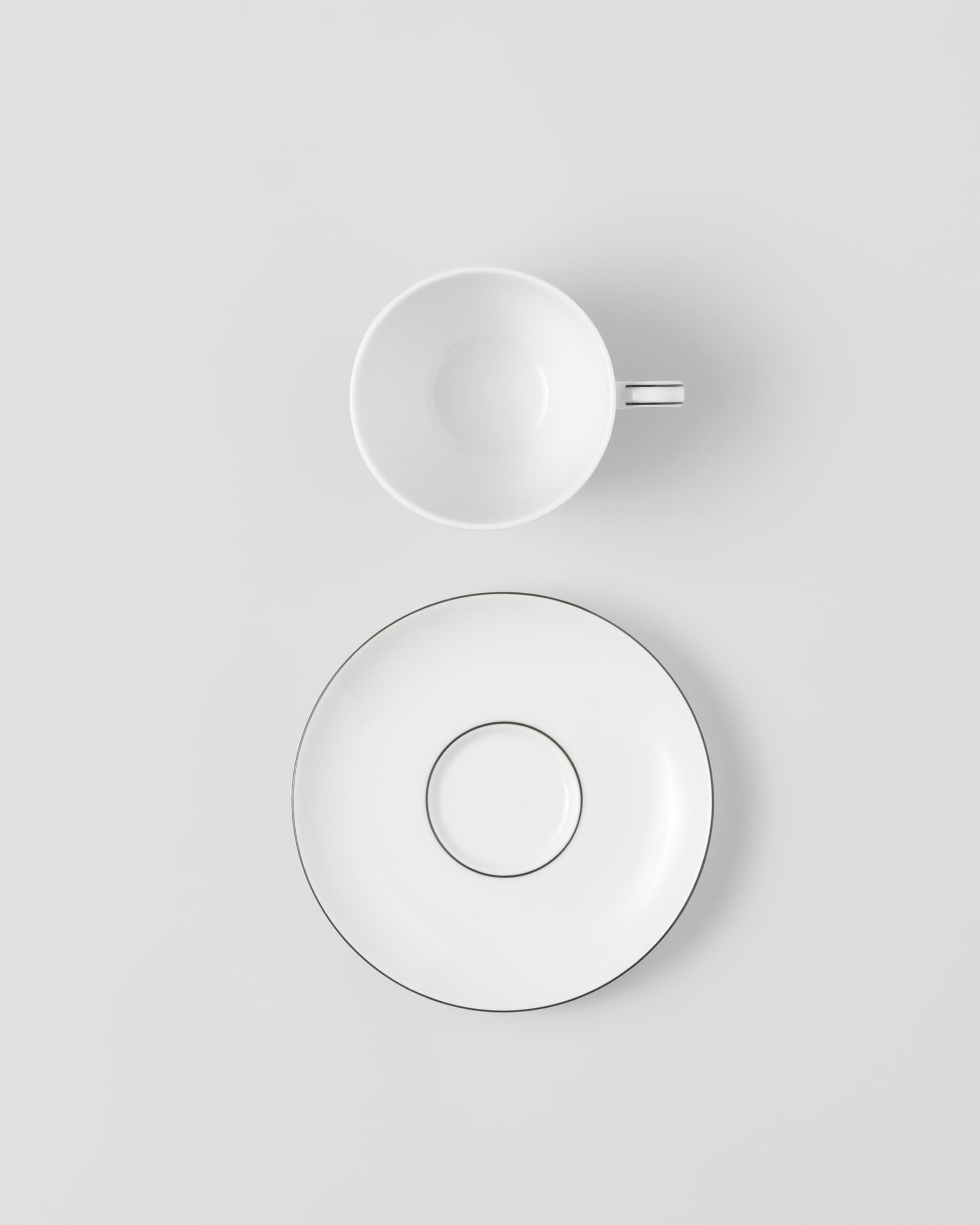 White/black Set Of Two Porcelain Tea Cups Stripes PRADA