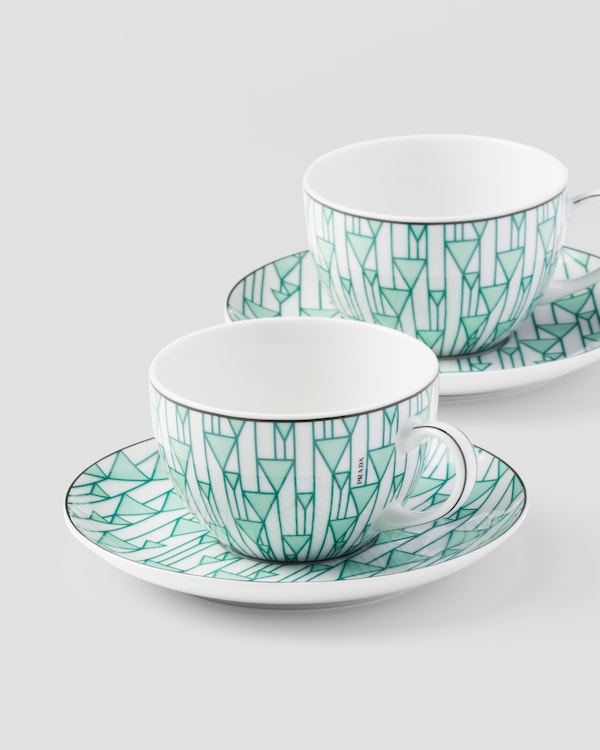 Set of two porcelain tea cups - Vienna Green Set of two porcelain tea cups - Vienna Green