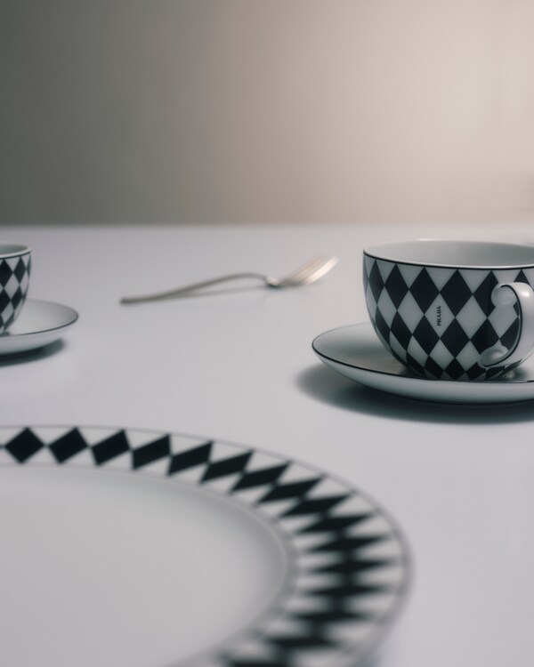 Set of two porcelain cappuccino cups - Checkerboard Set of two porcelain cappuccino cups - Checkerboard