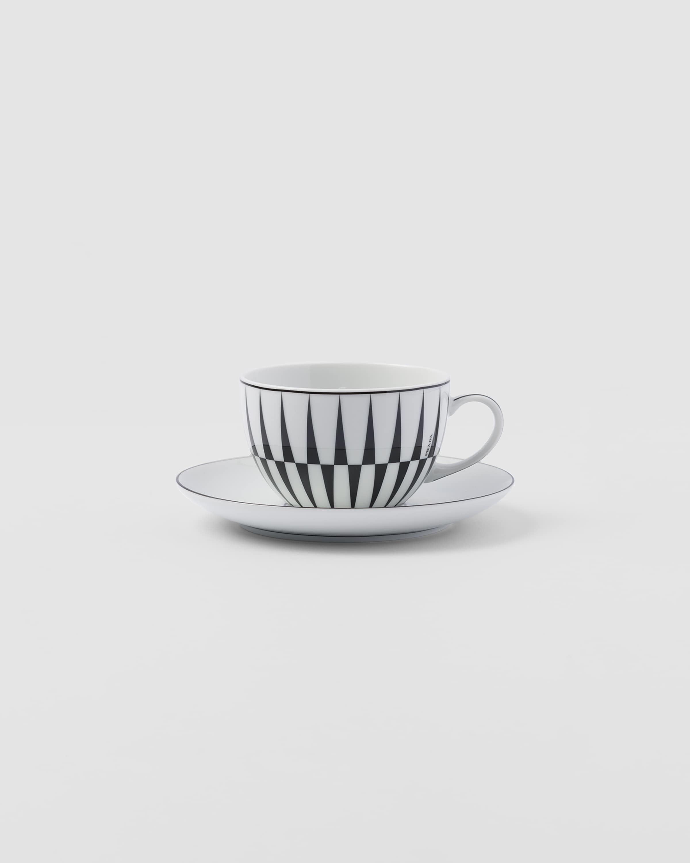 Prada Set Of Two Porcelain Cappuccino Cups - Stripes In Multi