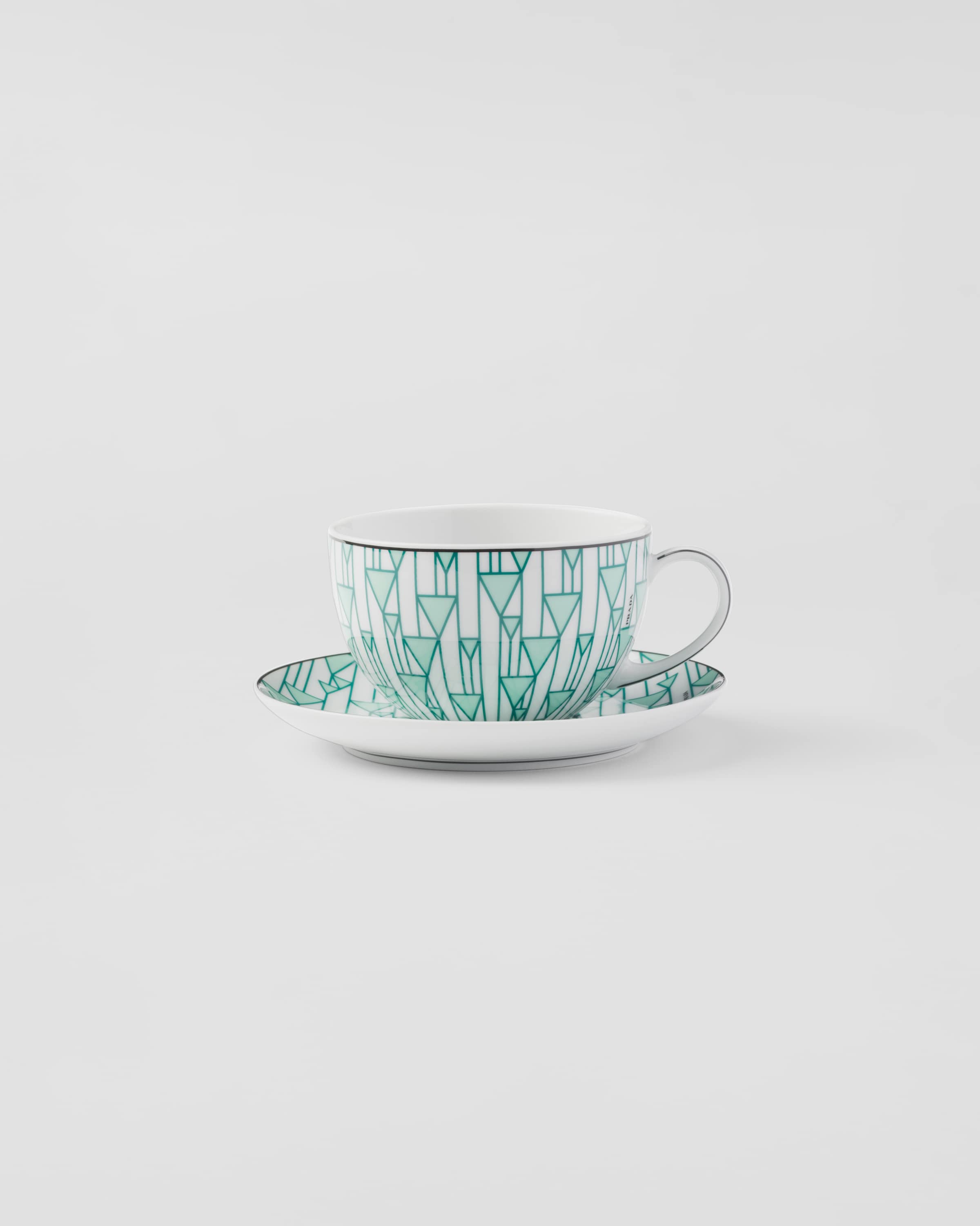 Prada Set Of Two Porcelain Cappuccino Cups - Vienna Green