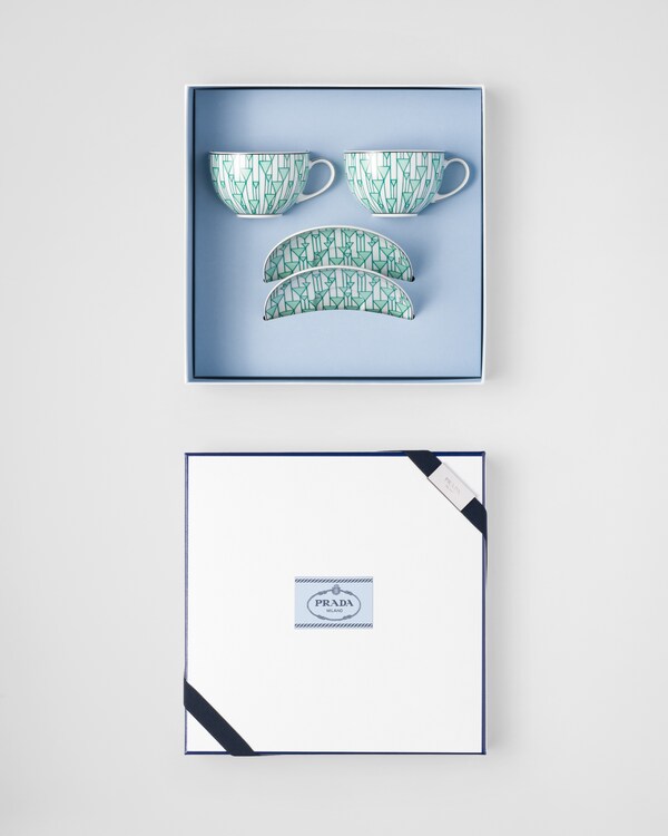 Lot de deux tasses à cappuccino en porcelaine – Vienna Green Lot de deux tasses à cappuccino en porcelaine – Vienna Green