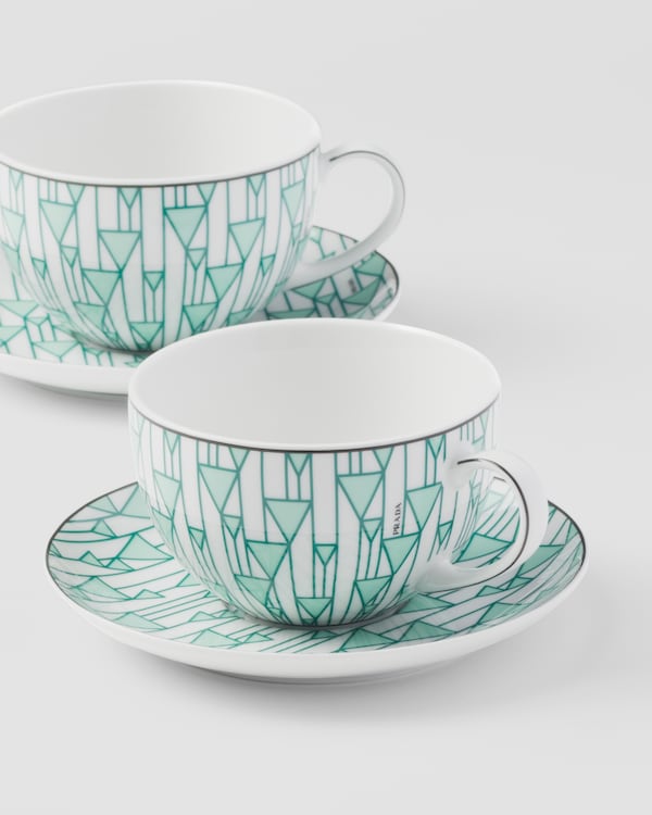 Lot de deux tasses à cappuccino en porcelaine – Vienna Green Lot de deux tasses à cappuccino en porcelaine – Vienna Green