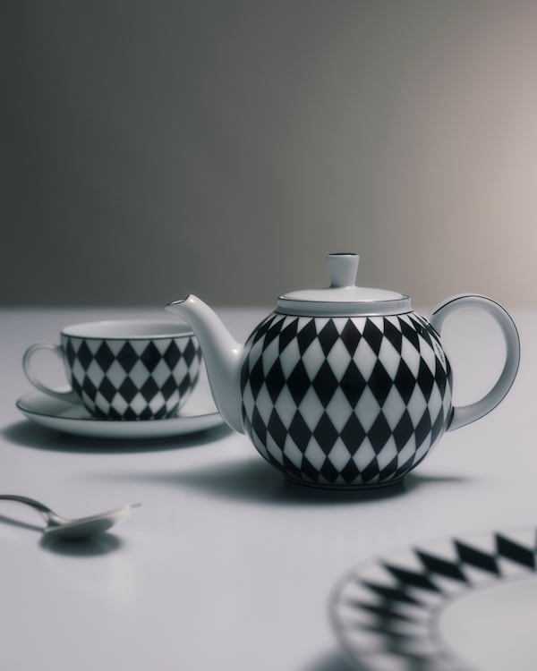 Porcelain teapot - Checkerboard  Porcelain teapot - Checkerboard
