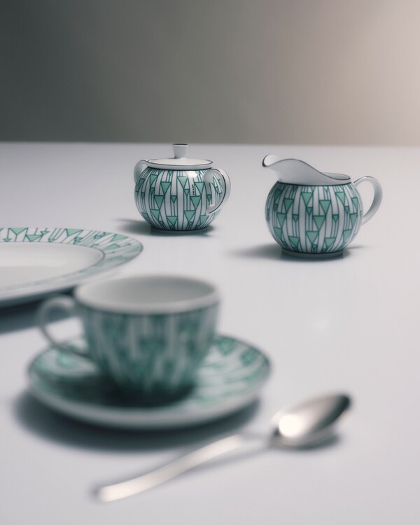 Porcelain milk jug and sugar bowl set - Vienna Green - Green Porcelain milk jug and sugar bowl set - Vienna Green - Green