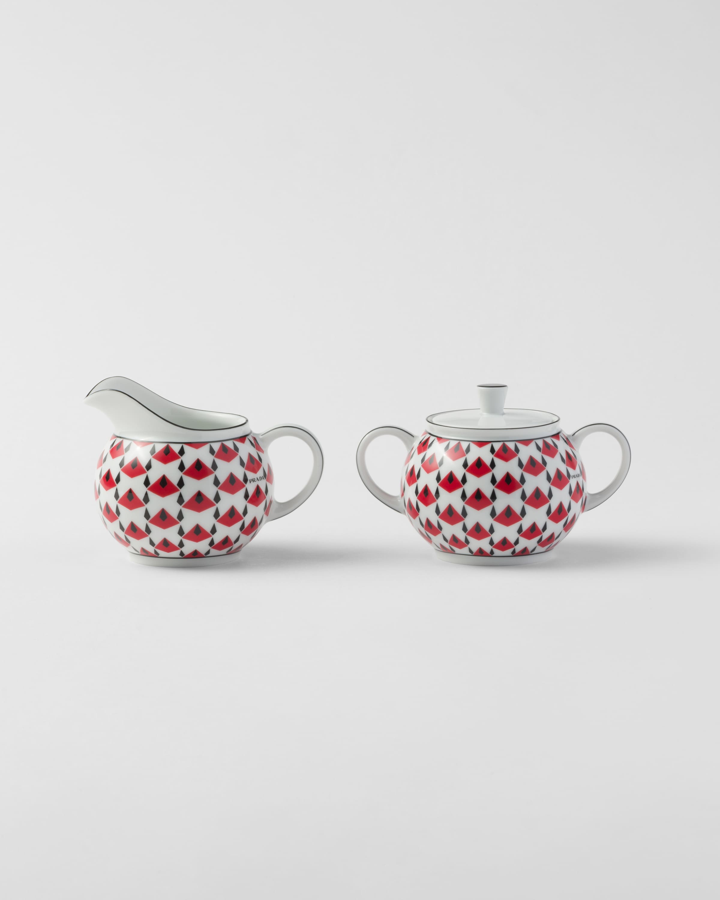 Black/Red Porcelain milk jug and sugar bowl set - Vienna Red | PRADA