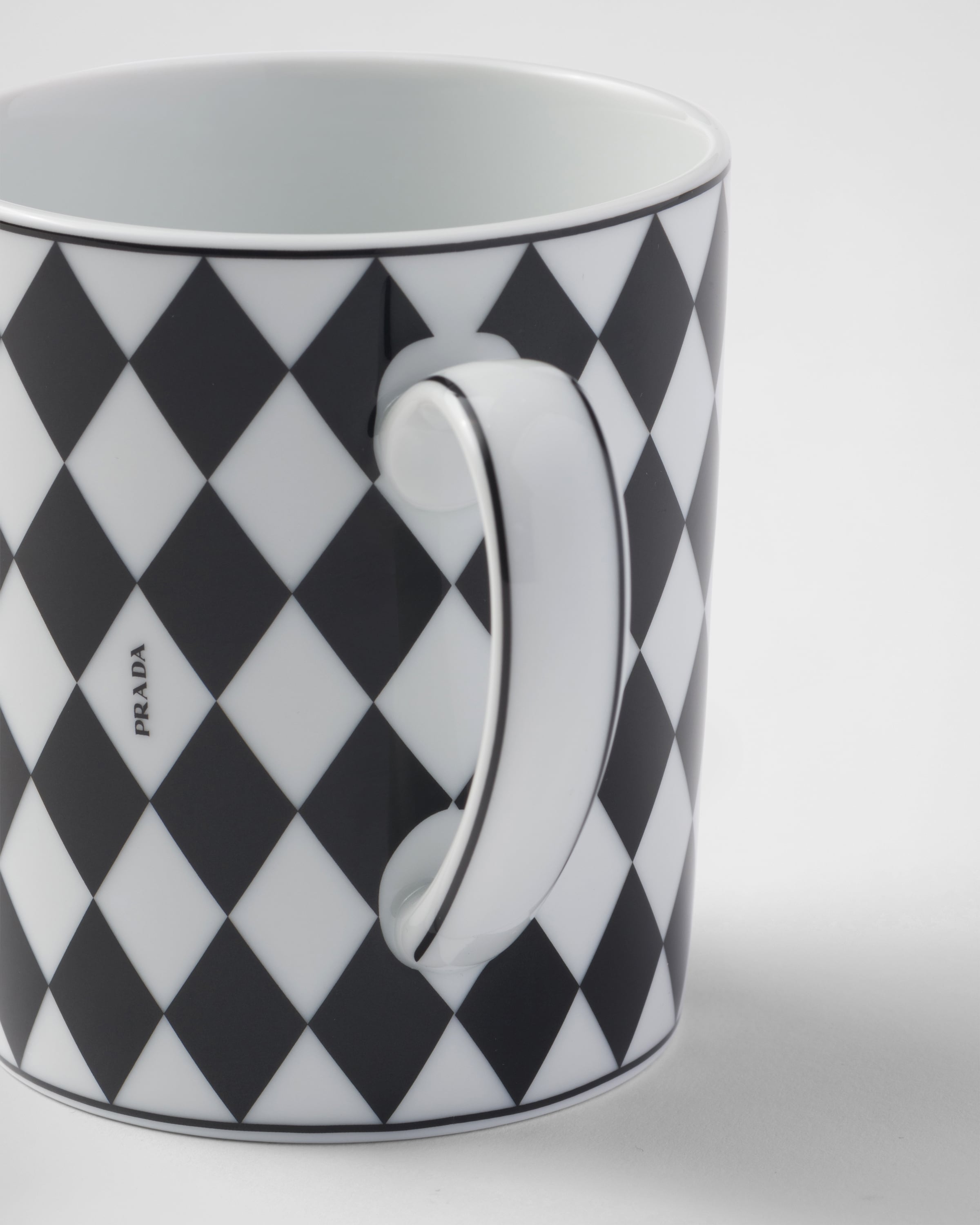 PRADA プラダ ポーセリン マグ ストライプ Stripes マグカップ White/black Porcelain mug - Checkerboard | PRADA - United States