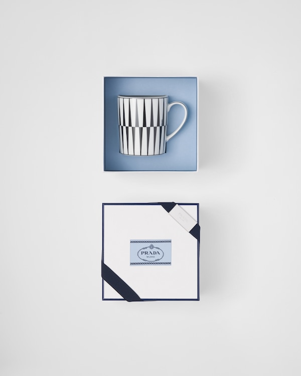 Porcelain mug - Stripes - White/Black Porcelain mug - Stripes - White/Black