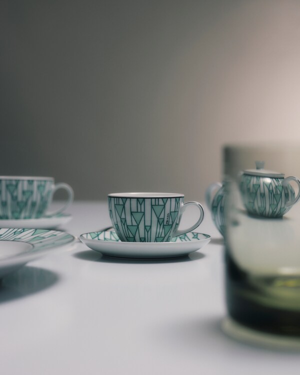 Set of four porcelain espresso cups - Vienna Green - Green Set of four porcelain espresso cups - Vienna Green - Green