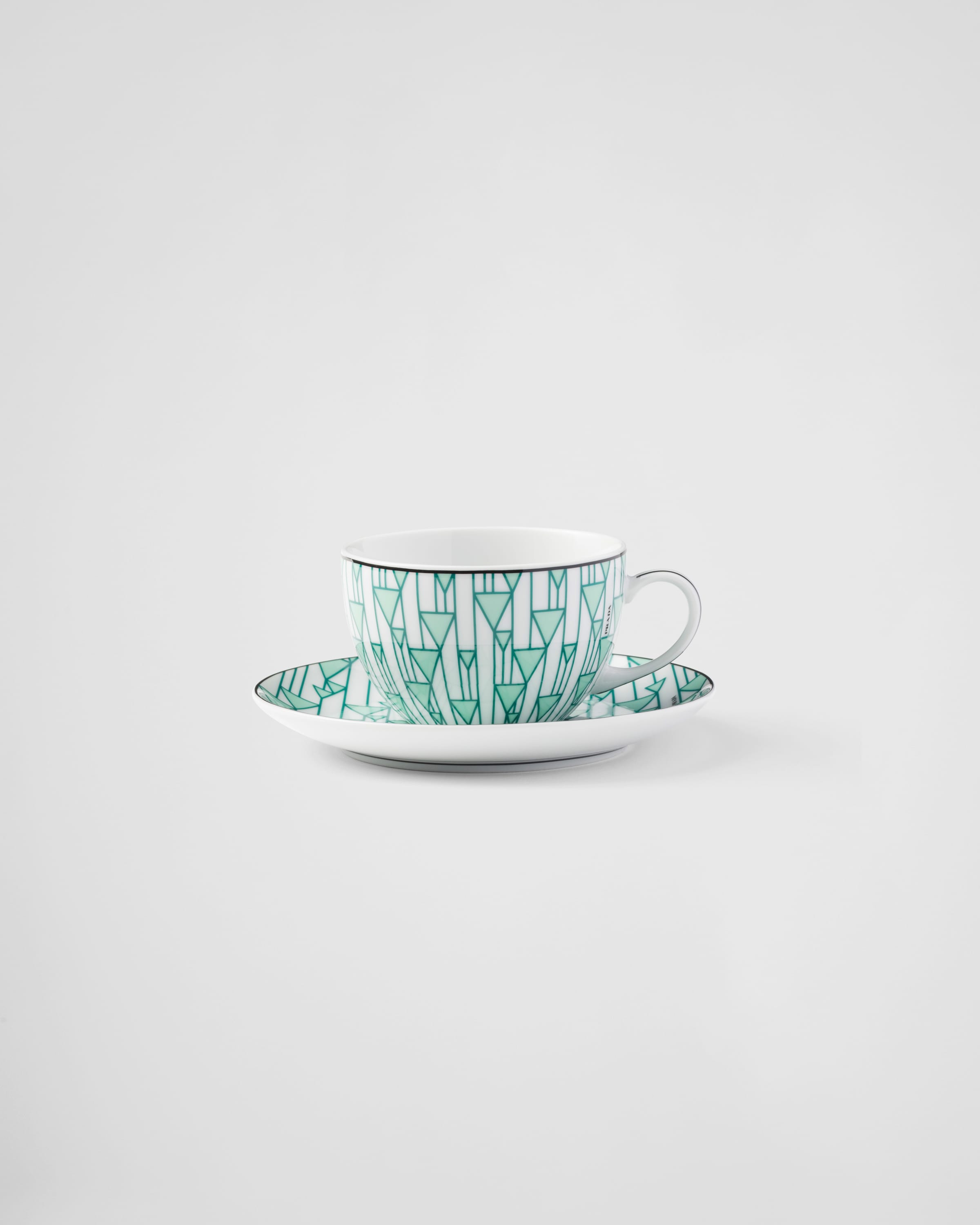 Prada Set Of Two Porcelain Tea Cups - Vienna Green In Grün