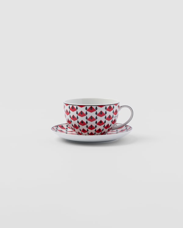 Set of two porcelain tea cups - Vienna Red - Black/Red Set of two porcelain tea cups - Vienna Red - Black/Red