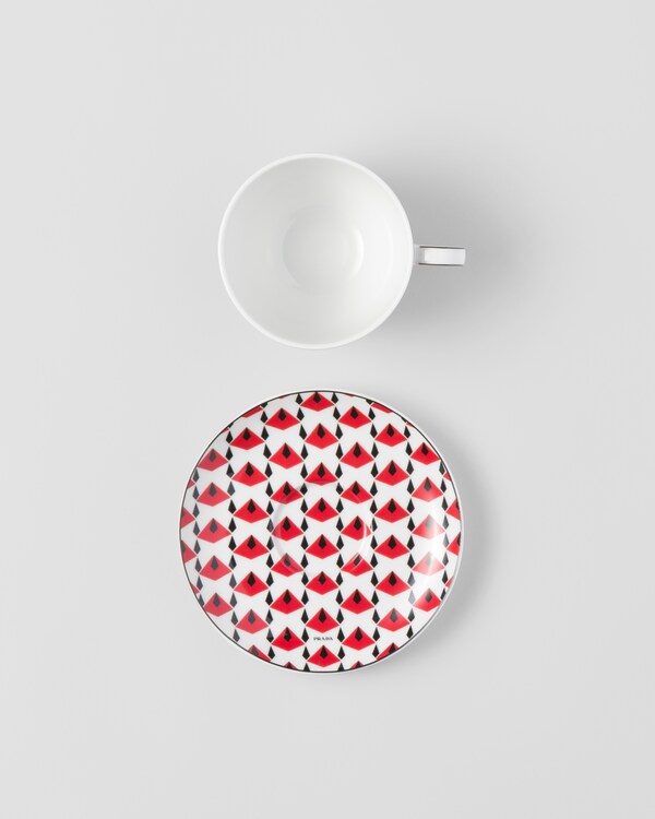 Set of two porcelain cappuccino cups - Vienna Red - Black/Red Set of two porcelain cappuccino cups - Vienna Red - Black/Red