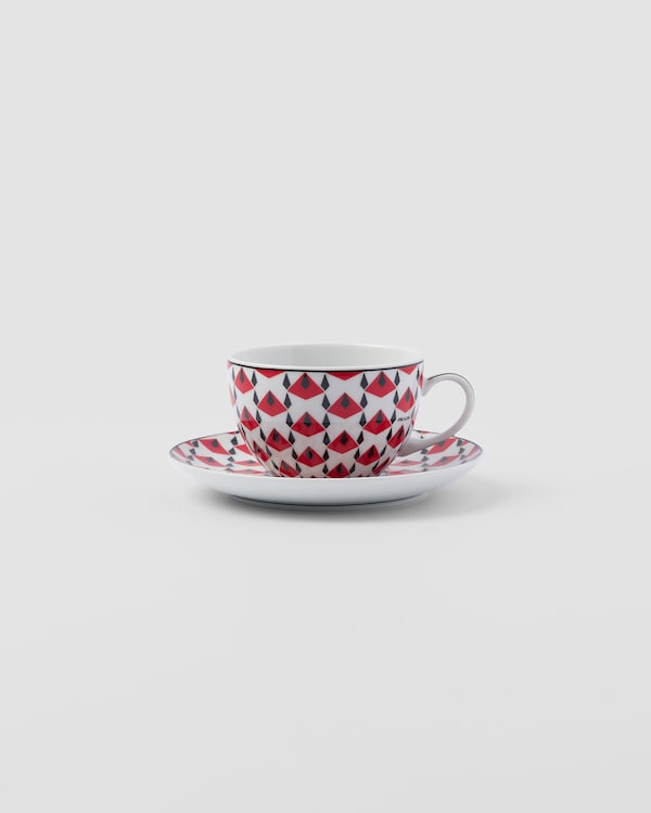 Set of two porcelain cappuccino cups - Vienna Red - Black/Red Set of two porcelain cappuccino cups - Vienna Red - Black/Red