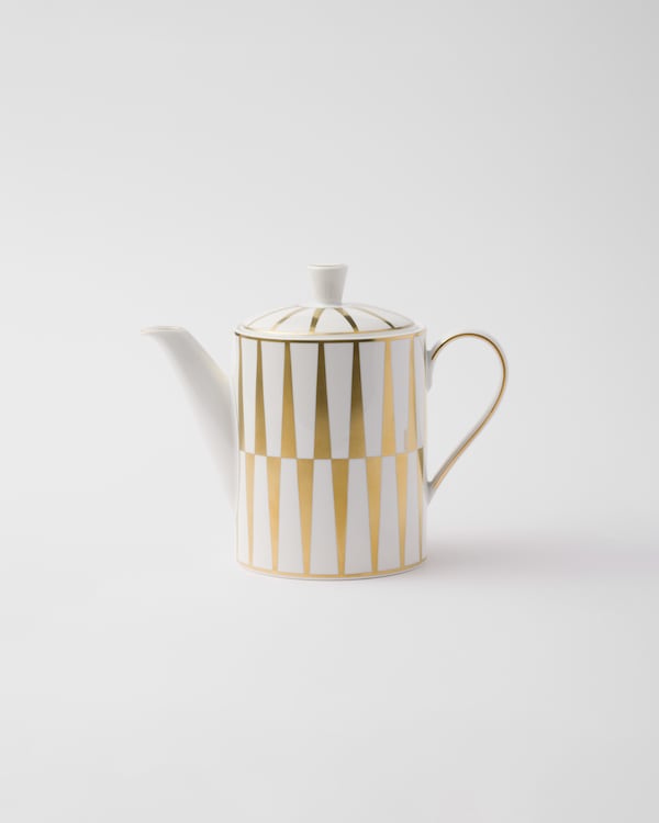 Kaffeekanne aus Porzellan – Stripes - Weiss/Gold Kaffeekanne aus Porzellan – Stripes - Weiss/Gold