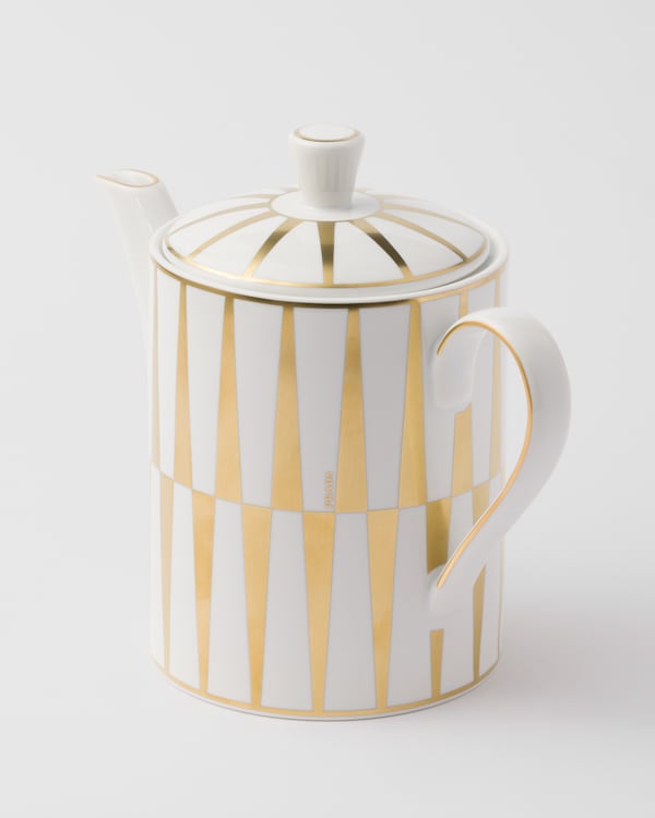 Kaffeekanne aus Porzellan – Stripes - Weiss/Gold Kaffeekanne aus Porzellan – Stripes - Weiss/Gold