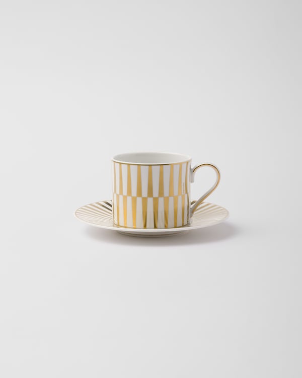 Tasse à thé en porcelaine - Stripes - Blanc/Or Tasse à thé en porcelaine - Stripes - Blanc/Or