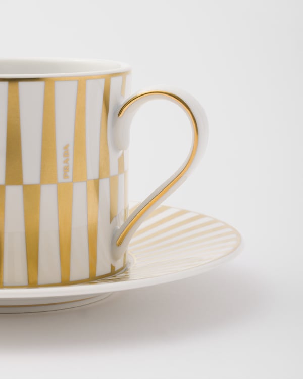 Tasse à thé en porcelaine - Stripes - Blanc/Or Tasse à thé en porcelaine - Stripes - Blanc/Or