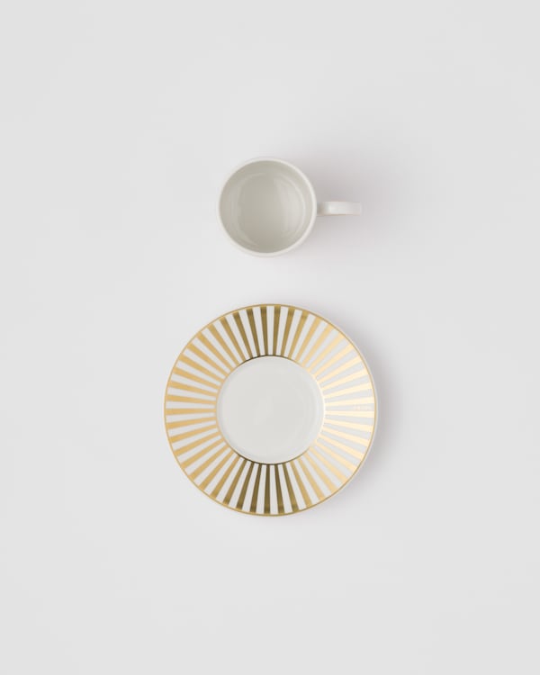 Tasse à café en porcelaine - Stripes - Blanc/Or Tasse à café en porcelaine - Stripes - Blanc/Or