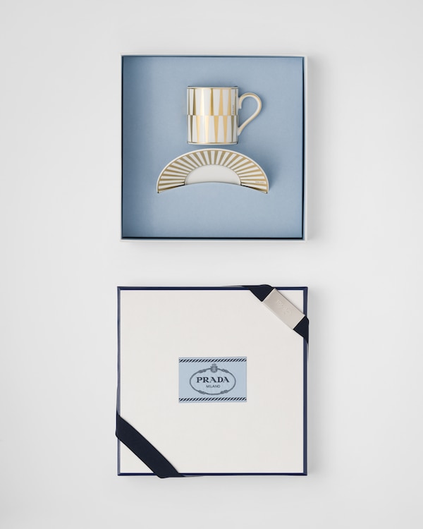 Tasse à café en porcelaine - Stripes - Blanc/Or Tasse à café en porcelaine - Stripes - Blanc/Or