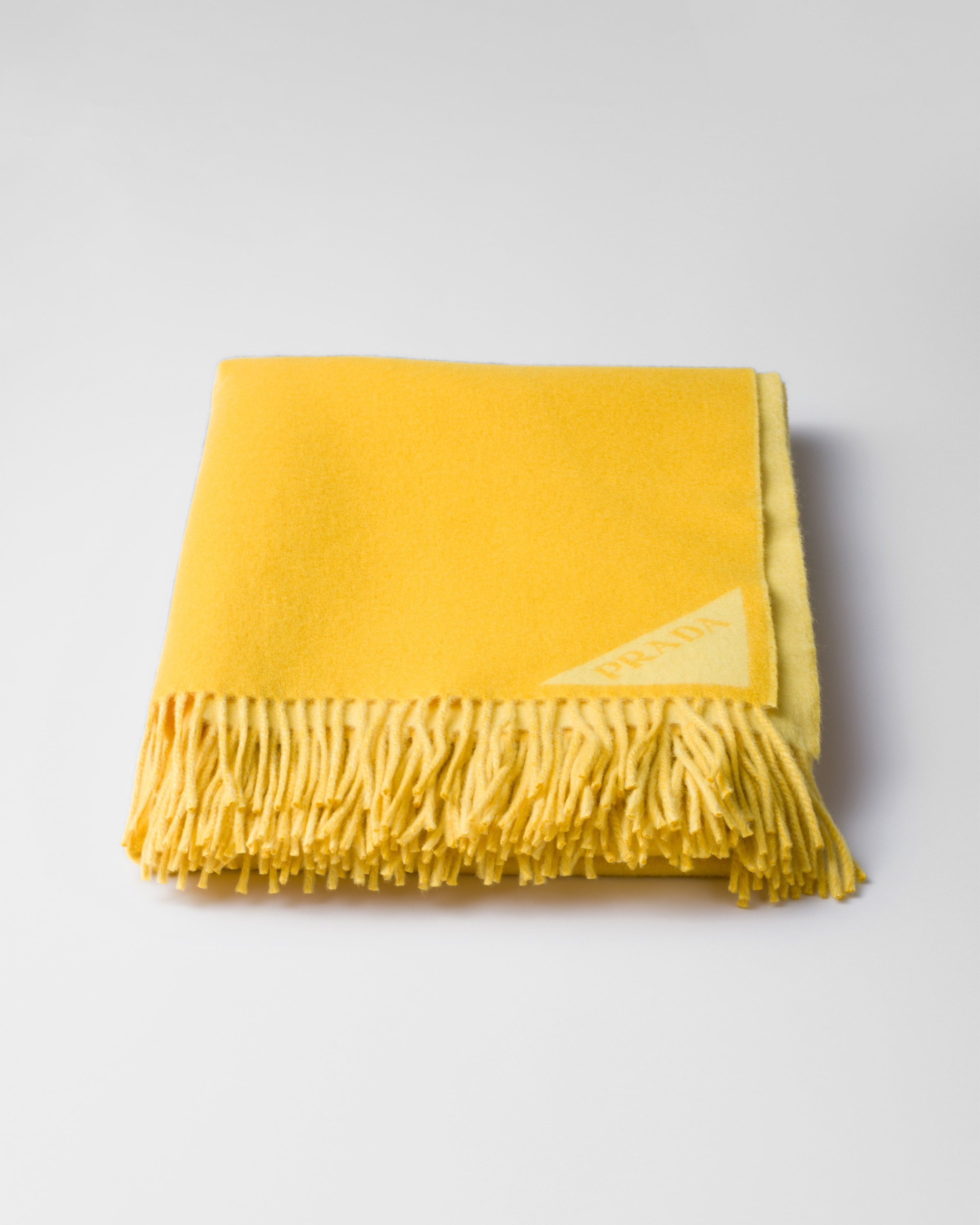 Prada Light Jacquard Wool And Cashmere Plaid In Yellow